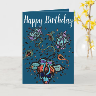 Happy Birthday Custom Card Blume Design Karte