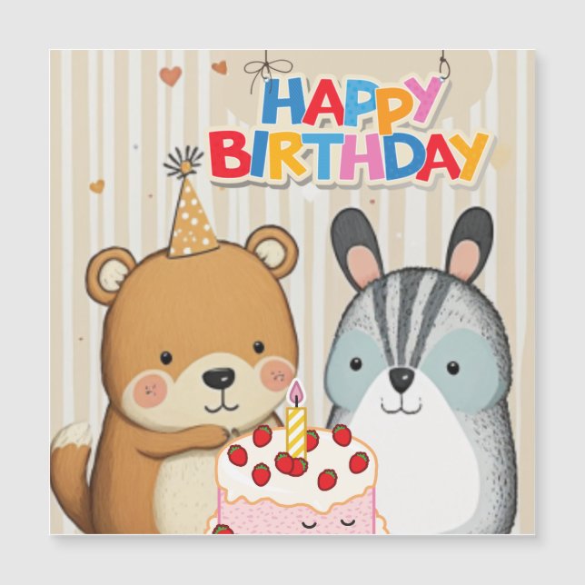 Happy Birthday Custom Card Magnetkarte (Vorderseite)