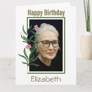 Happy Birthday Custom Foto Blume Border Karte