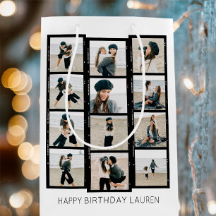 Happy Birthday Custom Foto Film Strip Weiß Mittlere Geschenktüte