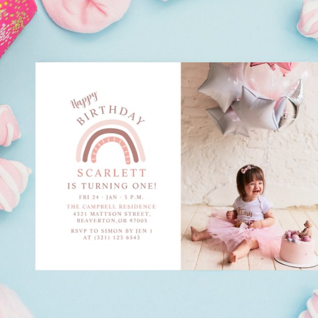 Happy Birthday Custom Foto Little Girls Party Einladung (Von Creator hochgeladen)