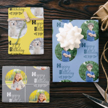 Happy Birthday Custom Foto Set 3 Blue Yellow