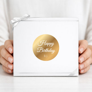 Happy Birthday Custom Initials Golden Sticker