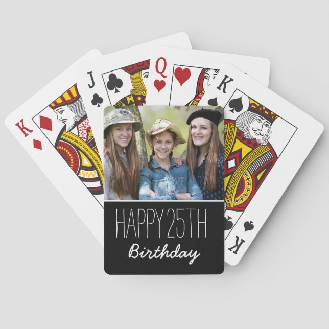 Happy Birthday Custom Jahr und Foto Personalisiert Spielkarten (Rückseite)