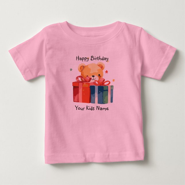 Happy Birthday Custom name Baby T-shirt (Vorderseite)