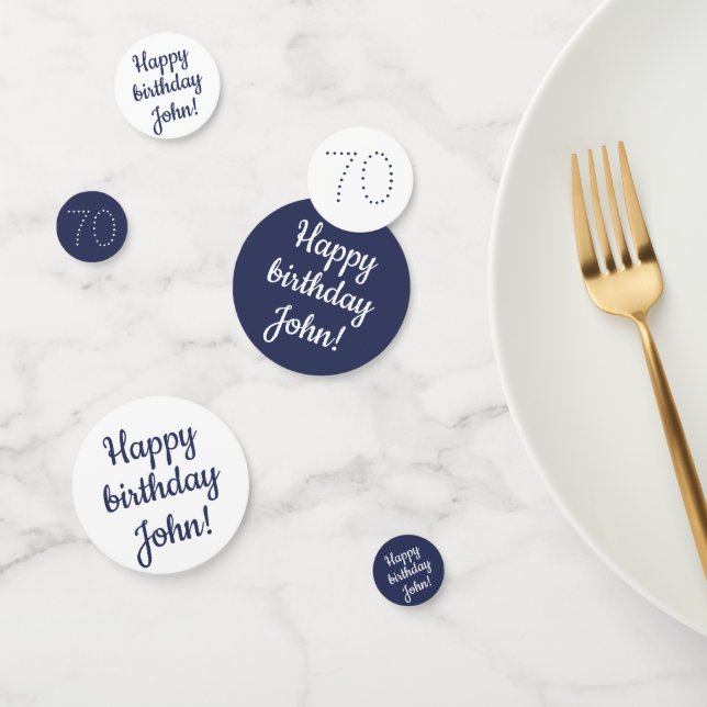 Happy Birthday - Custom Personalisiert Blue & Whit Konfetti (Gruppe)