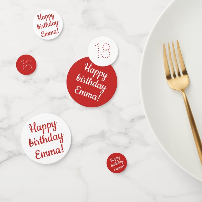 Happy Birthday - Custom Personalisiert Red & White Konfetti (Gruppe)