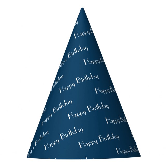 Happy Birthday Custom Text Pattern Navy Partyhütchen (Vorderseite)