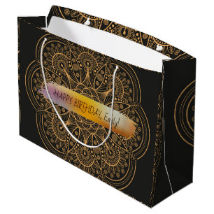 Happy Birthday Custom Text trendy Personalisiert L Große Geschenktüte