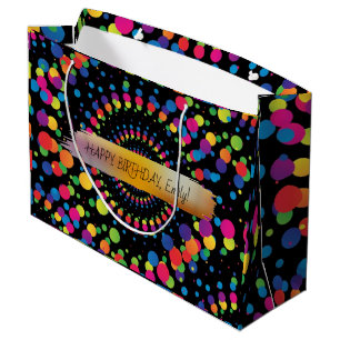 Happy Birthday Custom Text trendy Personalisiert L Große Geschenktüte