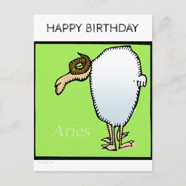 Happy Birthday Custom Zodiac Signs Aries Postcard Postkarte (Vorderseite)