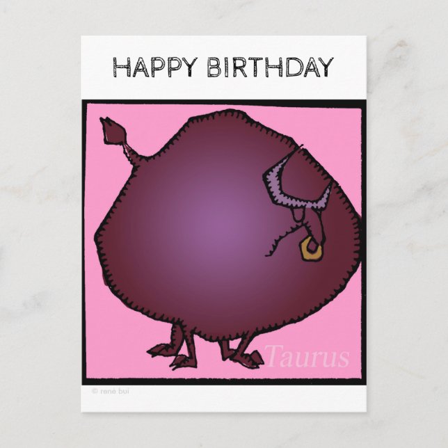 Happy Birthday Custom Zodiac Signs Taurus Postcard Postkarte (Vorderseite)