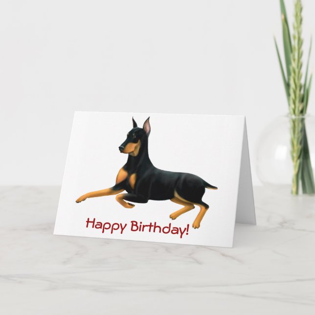 Happy Birthday Customizable Doberman Dog Card Karte (Vorderseite)