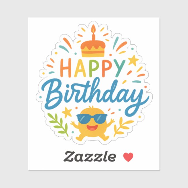 Happy Birthday | Cute Sunshine Vinyl Sticker Sheet (Blatt)