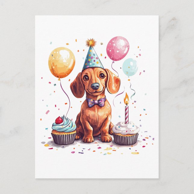 Happy Birthday Dachshund Dog  Feiertagspostkarte (Vorderseite)