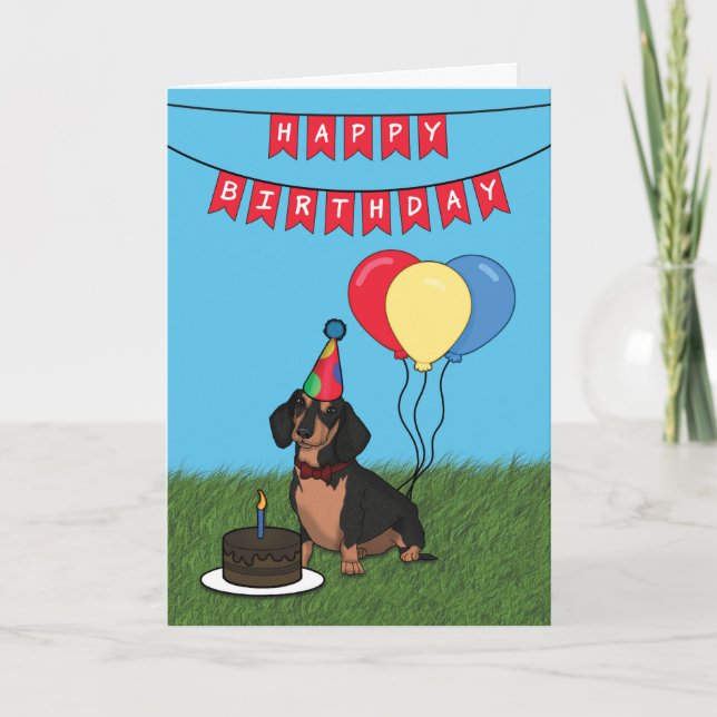 Happy Birthday Dackel Dog Card Karte (Vorderseite)