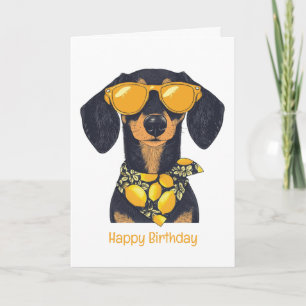 Happy Birthday Dackel Hund Sonnenbrille Lemons Karte