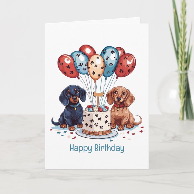 Happy Birthday Dackel Hunde Karte (Vorderseite)