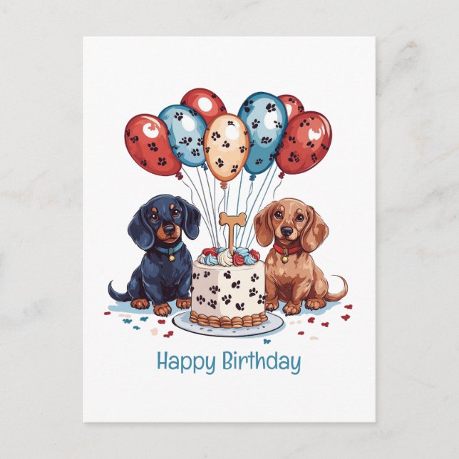 Happy Birthday Dackel Hunde Postkarte (Vorderseite)