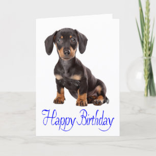 Happy Birthday Dackel Puppy Dog Card Karte