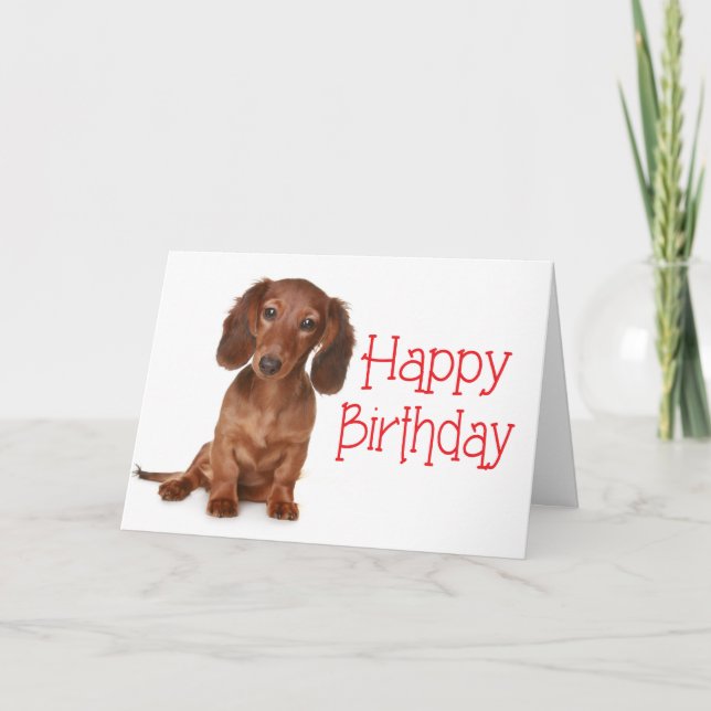 Happy Birthday Dackel Puppy Dog Card Karte (Vorderseite)