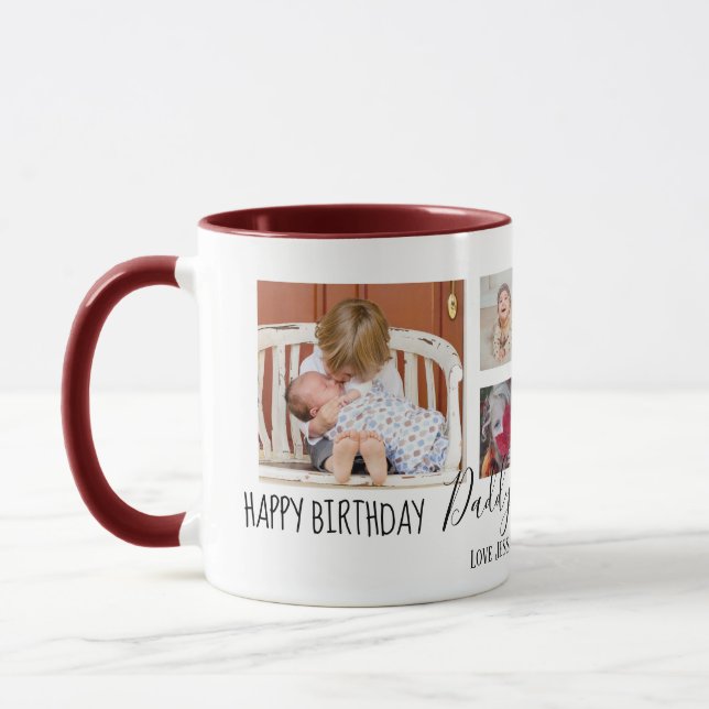 Happy Birthday Daddy 6 Foto Collage White Tasse (Links)