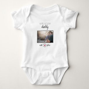 HAPPY BIRTHDAY DADDY BABY BODYSUIT CUSTOM TEXT BABY STRAMPLER