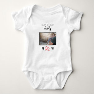 HAPPY BIRTHDAY DADDY BABY BODYSUIT CUSTOM TEXT STRAMPLER