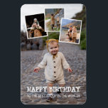 Happy Birthday Daddy Foto Collage Magnet<br><div class="desc">Geburtstagsmagnet mit vier eigenen Fotos in einer Collage bedruckt. Als Overlay,  ein sonderbarer Schriftart weißes Sprichwort Geburtstag glücklich und darunter können Sie hinzufügen,  wessen Geburtstag es ist. Ideal für Eltern und Großeltern zum Geburtstag.</div>
