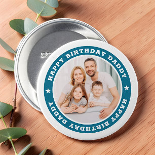 Happy Birthday Daddy Modern Simple Custom Foto Button