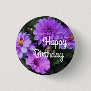Happy Birthday Dahlia Lilac & Petunia #1-3 Button