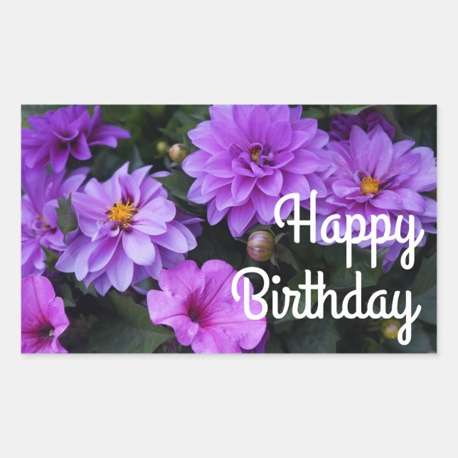 Happy Birthday Dahlia Lilac und Petunia Stickers (Vorderseite)