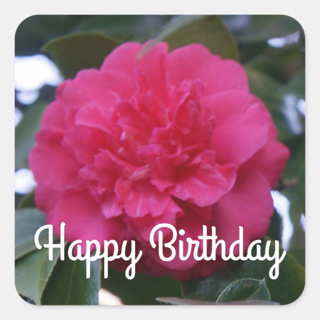 Happy Birthday Daikagura Red Camellia Stickers (Vorderseite)