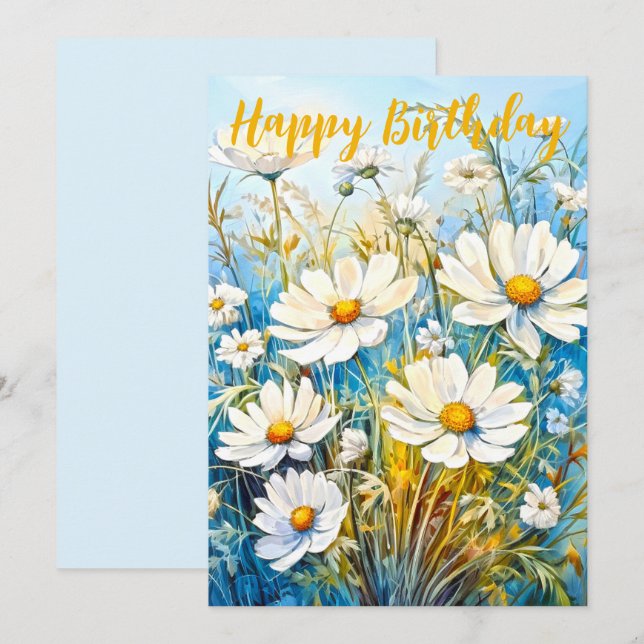 Happy Birthday Daisies Feiertagskarte (Vorne/Hinten)