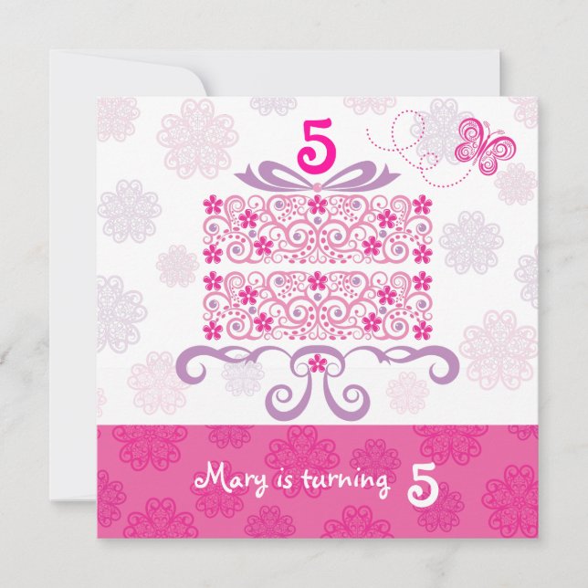 Happy Birthday Daisy Cake Einladung (Vorderseite)