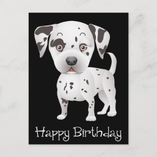 Happy Birthday Dalmatiner Puppy Dog Black Postcard Postkarte
