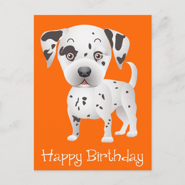 Happy Birthday Dalmatiner Welpe Dog Orange Postkar Postkarte (Vorderseite)