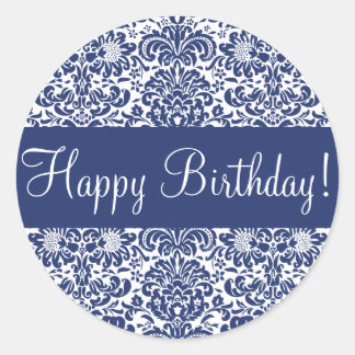 Happy Birthday Damask Envelope Sticker Siegel