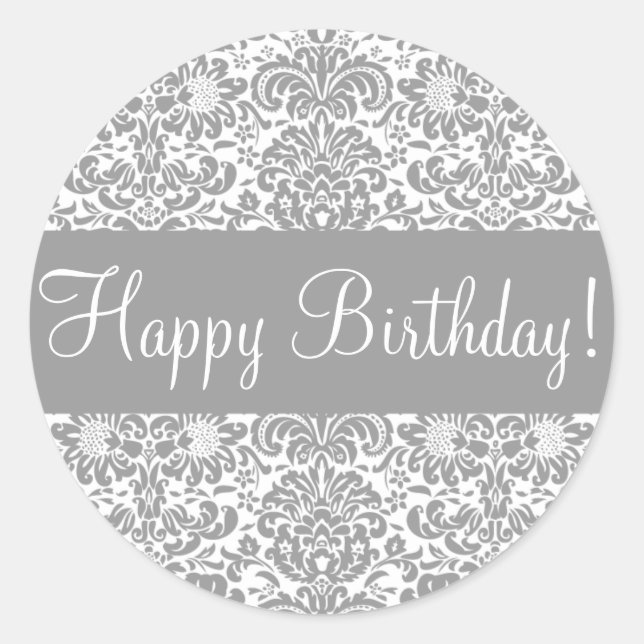 Happy Birthday Damask Envelope Sticker Siegel (Vorderseite)