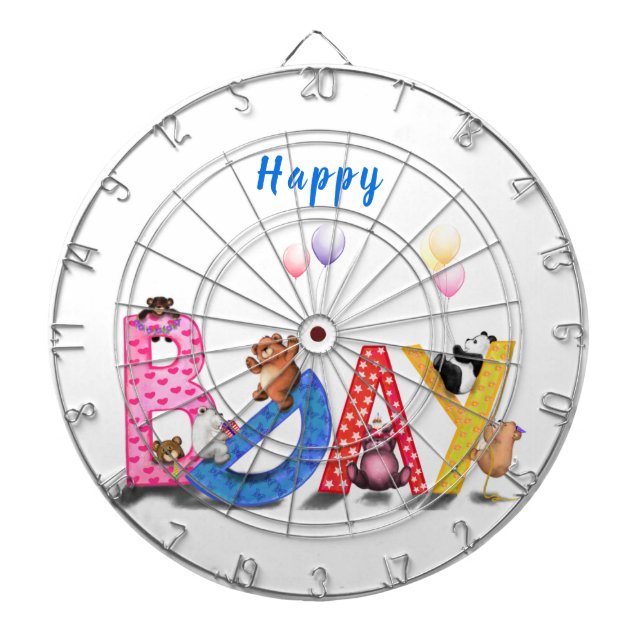 Happy Birthday Dart Board Baby Bears Party Dartscheibe (vorne)