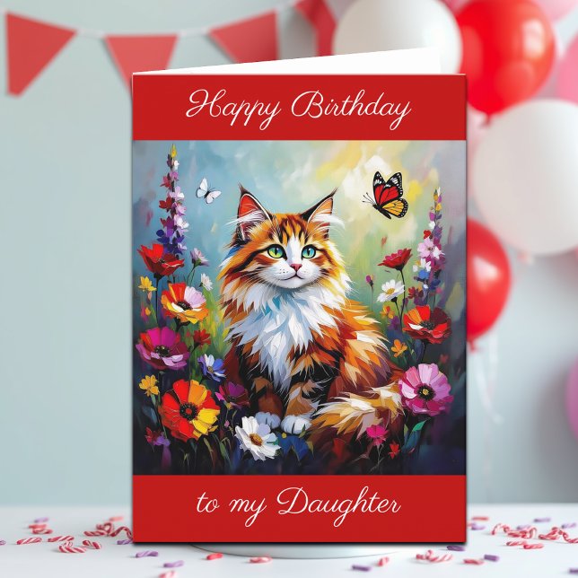  Happy Birthday Daughter | Cute Cat   Karte (Von Creator hochgeladen)