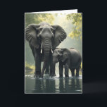 Happy Birthday Daughter | Elephant Themed Karte<br><div class="desc">Feiern Sie den besonderen Tag Ihrer Tochter mit einer Geburtstagskarte für Mama mit einem Elefanten und einer Mutter im afrikanischen Regenwald, die von einem Teich stehend ist. Diese herzzerwärmende Szene erfasst die Schönheit der Natur und die Verbindung zwischen Mutter und Kind, sodass es eine perfekte Hommage an Ihre eigene Liebesbeziehung....</div>