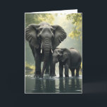 Happy Birthday Daughter | Elephant Themed Karte<br><div class="desc">Feiern Sie den besonderen Tag Ihrer Tochter mit einer Geburtstagskarte für Mama mit einem Elefanten und einer Mutter im afrikanischen Regenwald, die von einem Teich stehend ist. Diese herzzerwärmende Szene erfasst die Schönheit der Natur und die Verbindung zwischen Mutter und Kind, sodass es eine perfekte Hommage an Ihre eigene Liebesbeziehung....</div>