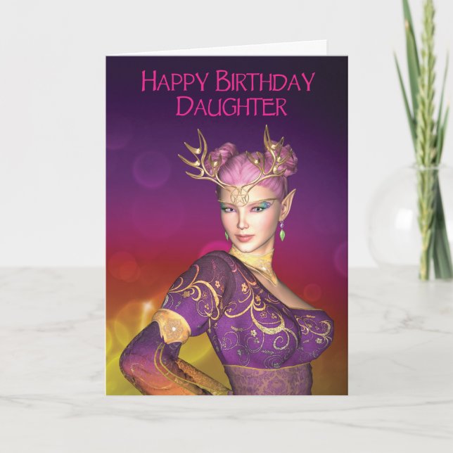 Happy Birthday Daughter Elf Card Karte (Vorderseite)