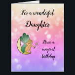 Happy Birthday Daughter Fairy Design<br><div class="desc">Hübsch rosa funkelnd Happy Birthday Daughter Design Grußkarte.</div>