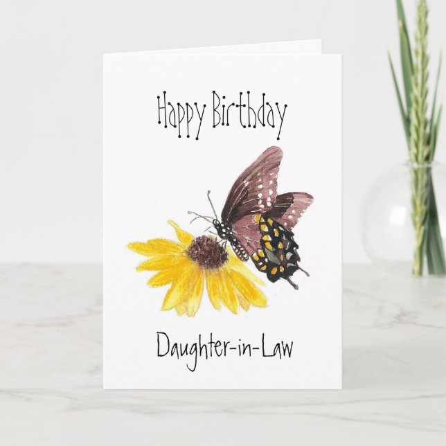 Happy Birthday Daughter-in-Law Butterfly Garden Karte (Vorderseite)