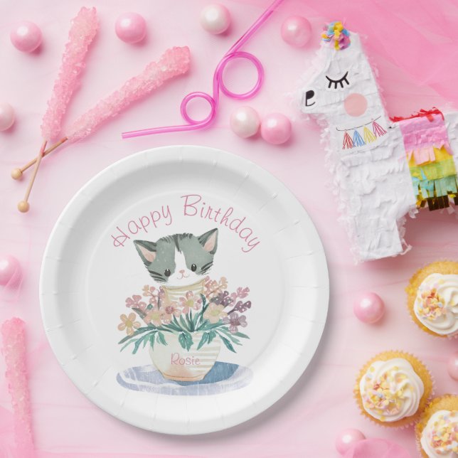 Happy Birthday Daughter | Niedlicher Kittname Pappteller (Party)