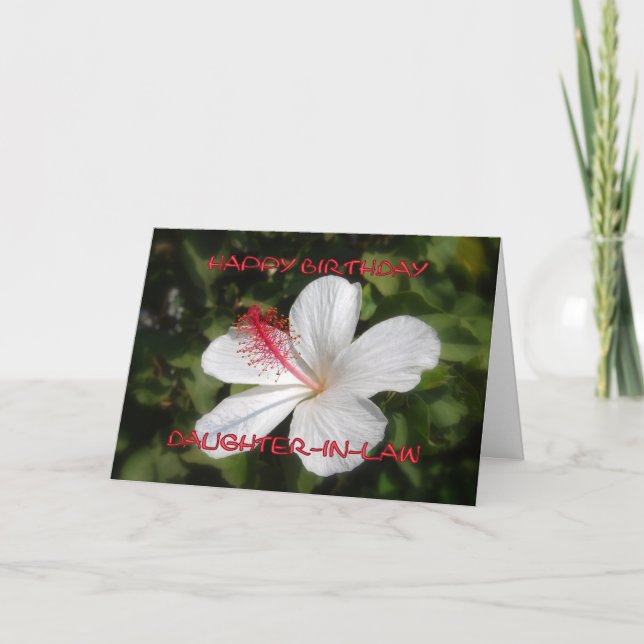 Happy Birthday Daughter-Schwiegertochter White Hib Karte (Vorderseite)