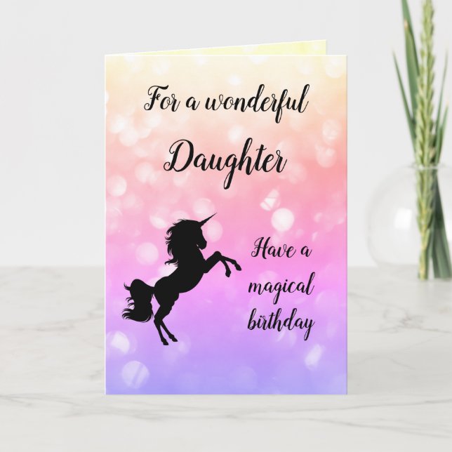 Happy Birthday Daughter Unicorn Design Karte (Vorderseite)
