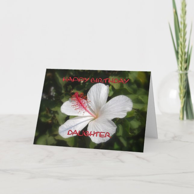 Happy Birthday Daughter White Hibiskus Card Karte (Vorderseite)